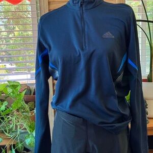 Adidas Navy Half-Zip Athletic Pullover with Blue Accents